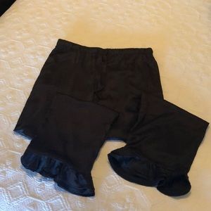 Satin PJ Bottoms with Ruffle Hem